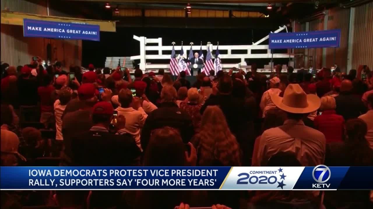 Iowa Democrats protest Vice President rally, supporters say 'four more years'