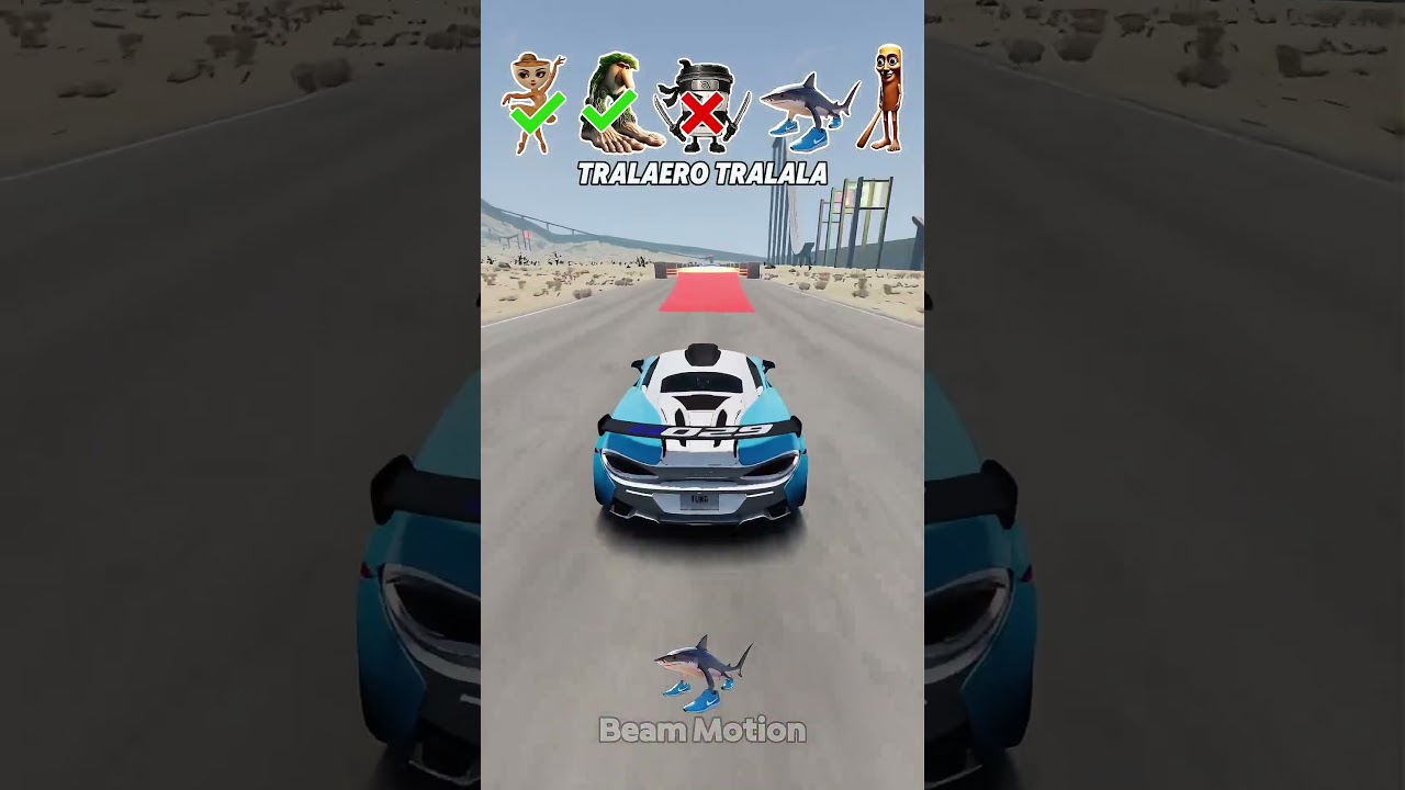 🪵Italian Brainrot Funk BeamNG DRIVE Car Jump Challenge 🦈☕  #beamngdrive #italianbrainrot