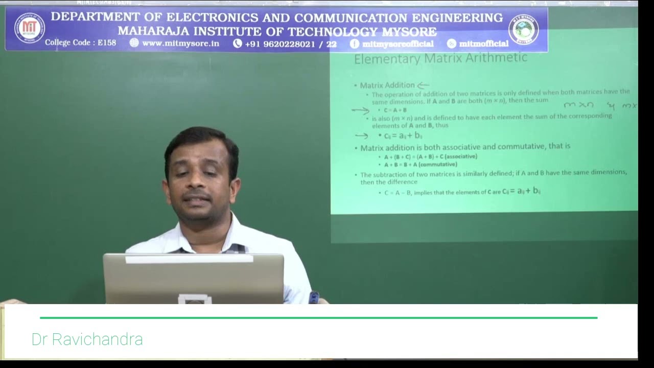Basic Signal Processing 21EC33: Introduction to Matrices