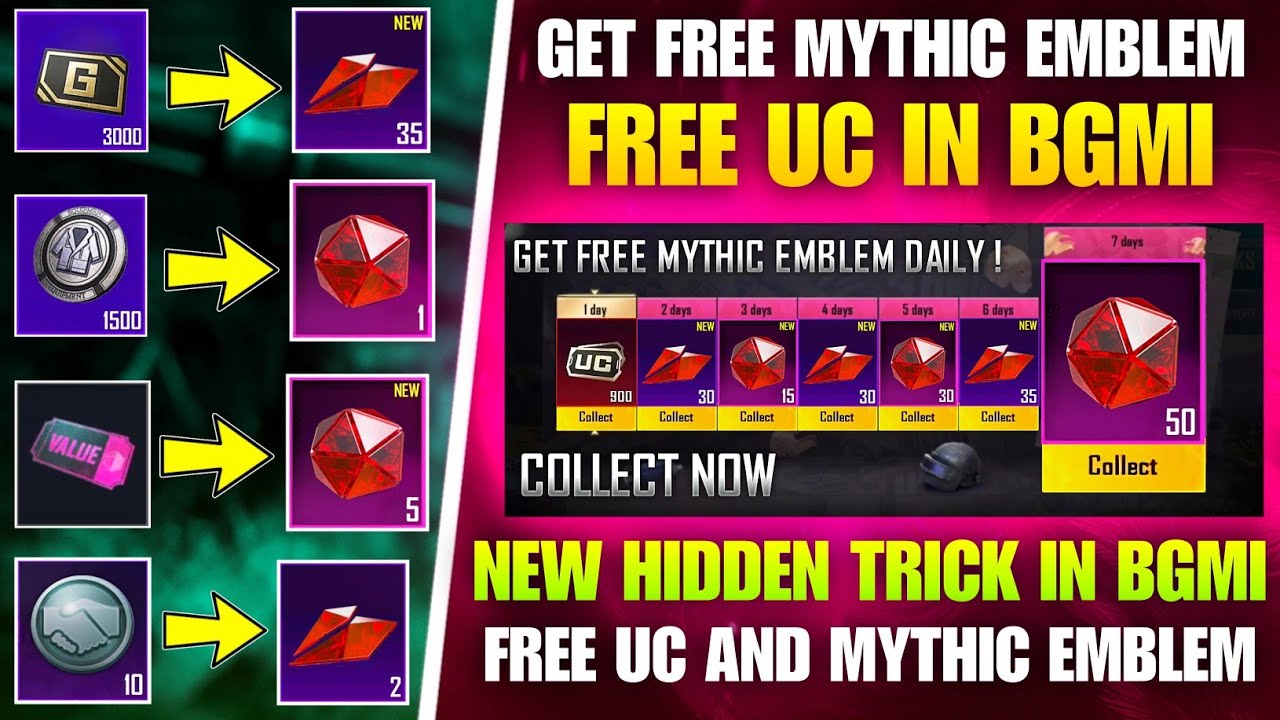 Hidden Trick 😱 Get Free Mythic Emblem || How To Get Free Mythic Emblem In Bgmi || Free Mythic Emblem