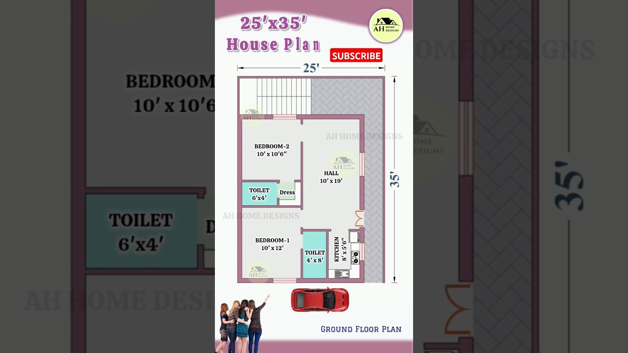25x35 House Plan, South Facing House Plan, 25/35 2bhk Home Plan, #housedesign #shorts #youtubeshorts