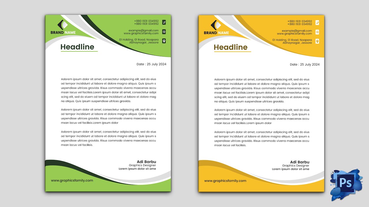 How To Make Letterhead Design in Adobe Photoshop CC