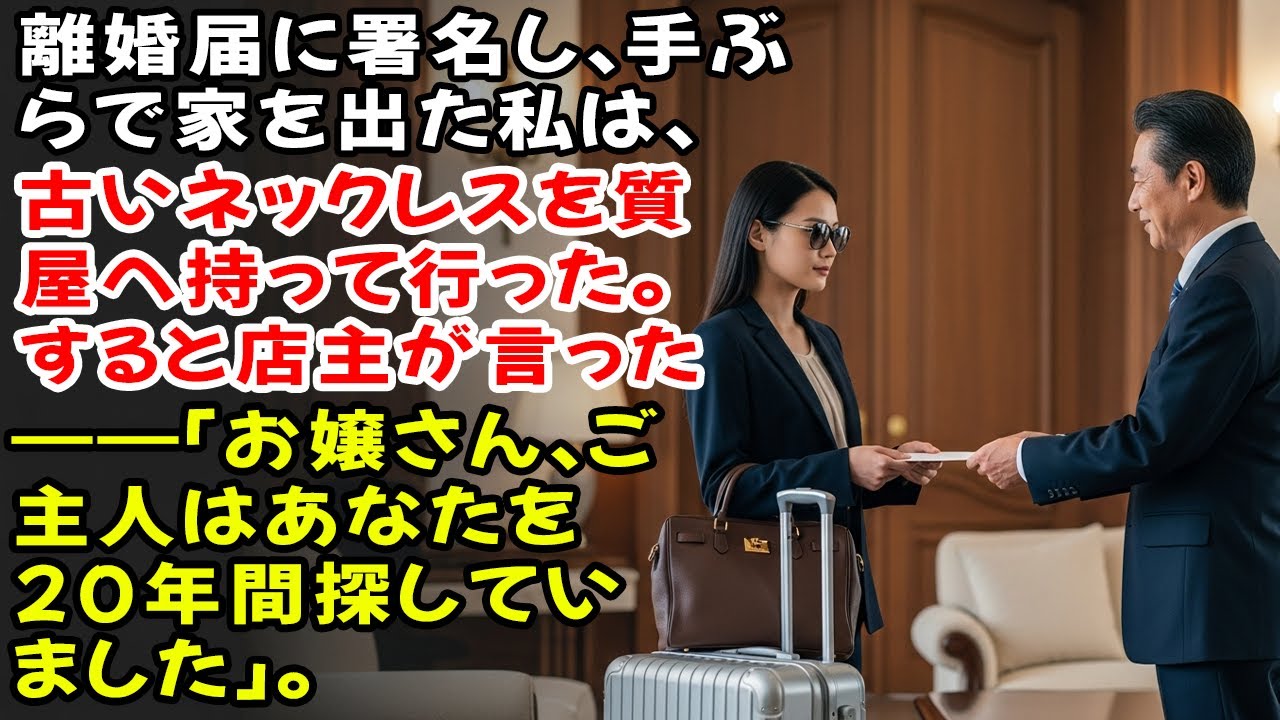 離婚届に署名し、手ぶらで家を出た私は、古いネックレスを質屋へ持って行った。すると店主が言った――「お嬢さん、ご主人はあなたを20年間探していました」。