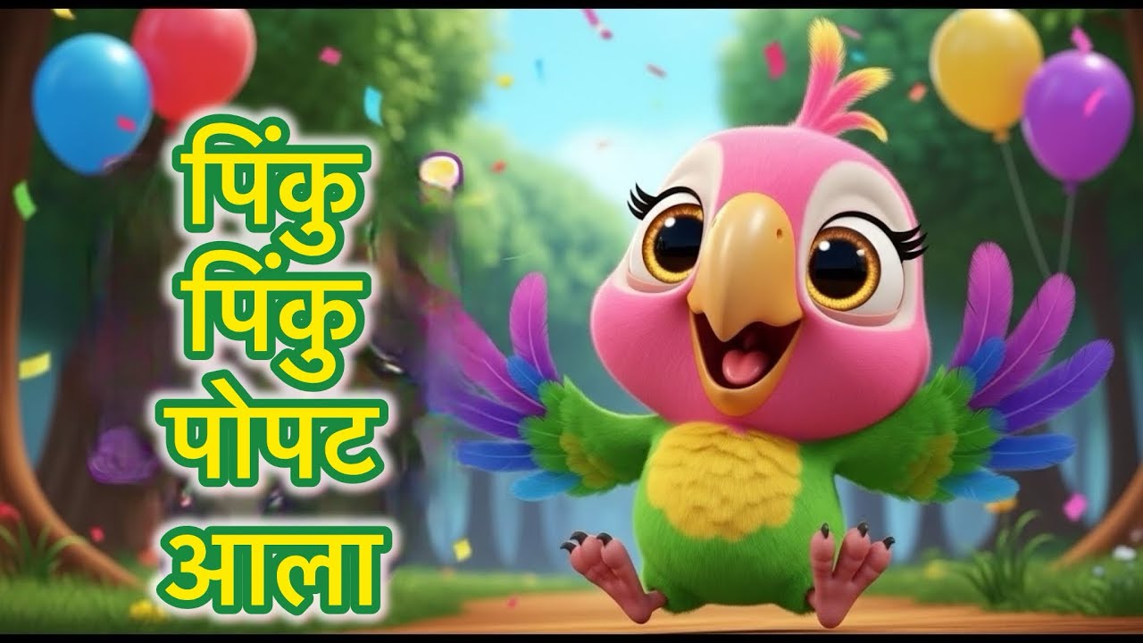 Pinku Pinku Popat Ala 🐥 | Marathi Kids Song | Cute Marathi Baalgeet | Kids Cartoon Song |