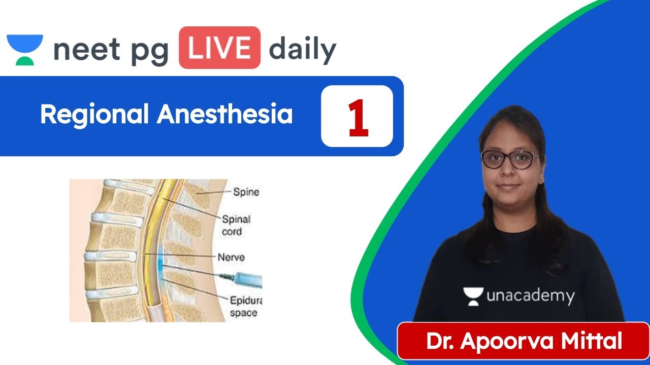 NEET PG: Regional Anesthesia   L1 | Unacademy NEET PG | Dr. Apoorva Mittal