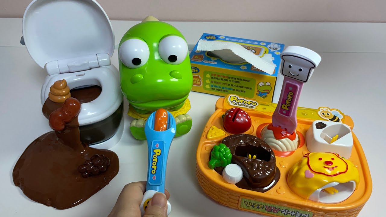 [Toy asmr]Pororo Eating and Slime Potty training Toy ASMR💩🚽뽀로로 밥먹고 배변훈련 장난감 ASMR