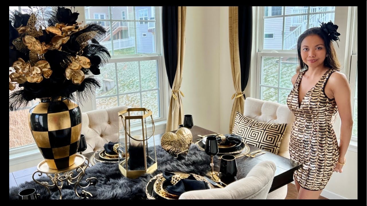 NEW* 2 OVER THE TOP VALENTINES TABLESCAPE IDEAS | BLACK and GOLD |  #DECORATEWITHME #Glam