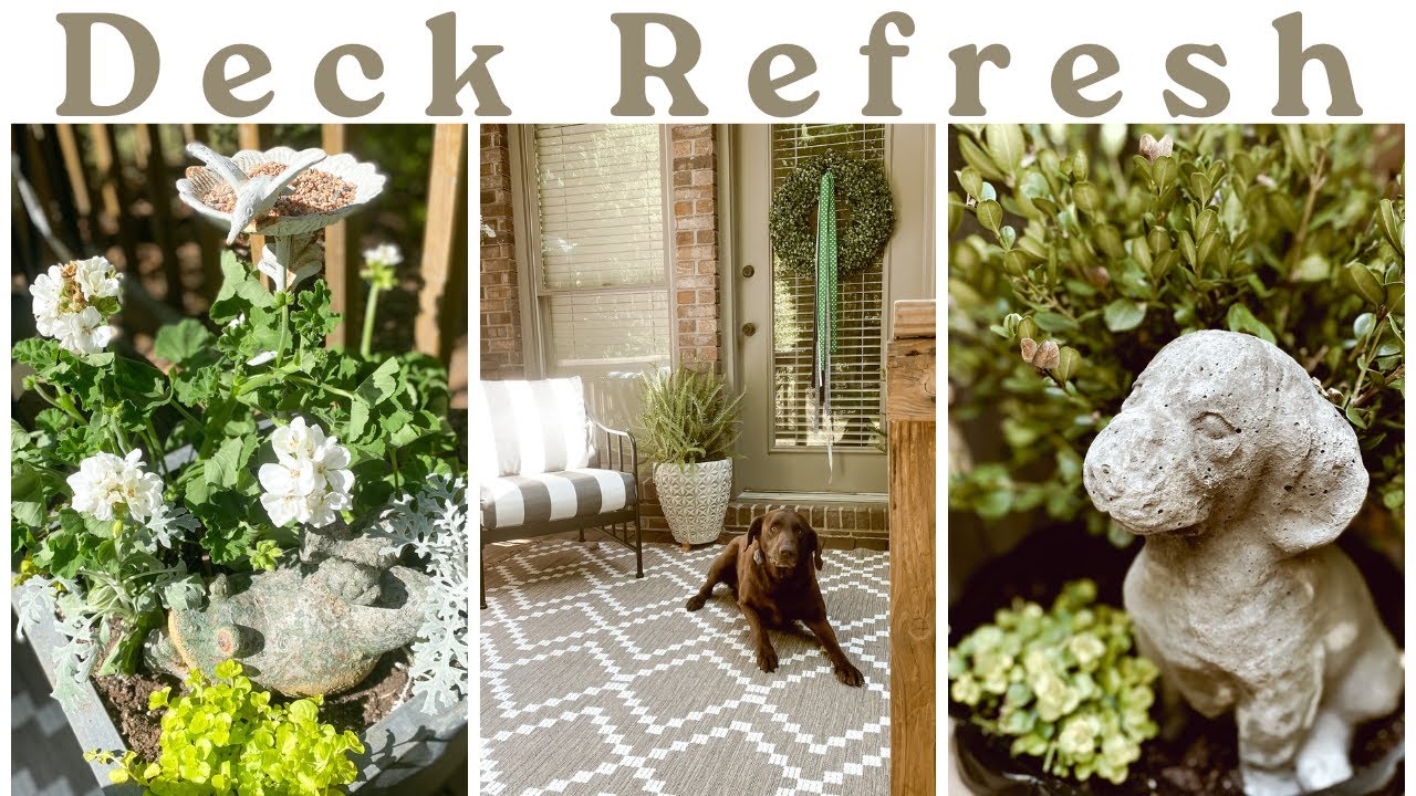 Deck Refresh/Spring Decorating Ideas/Black & White Patio Deck Makeover/Clean & Decorate With Me