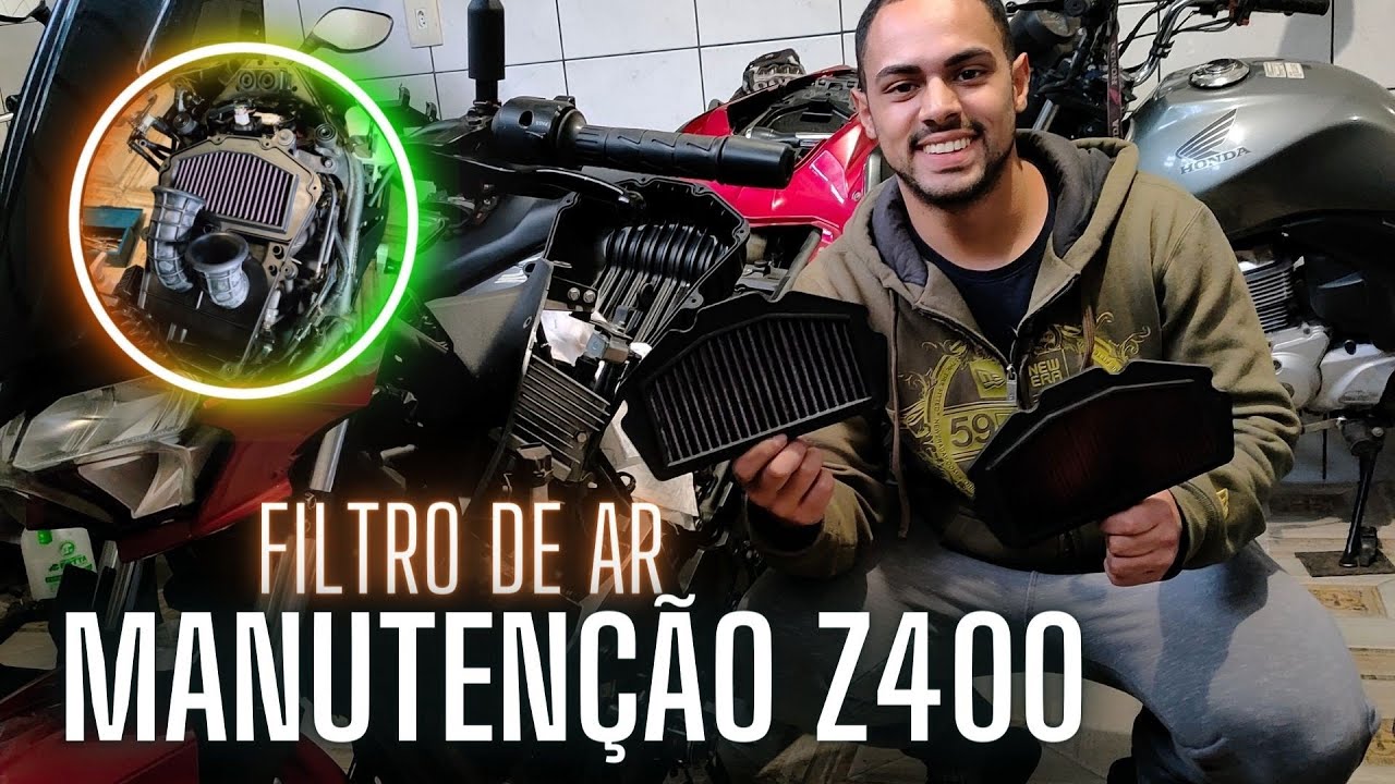 Filtro de ar Manutenção Kawasaki Z400, mais upgrade para para melhor top speed, som bem mais alto 🔥🔥