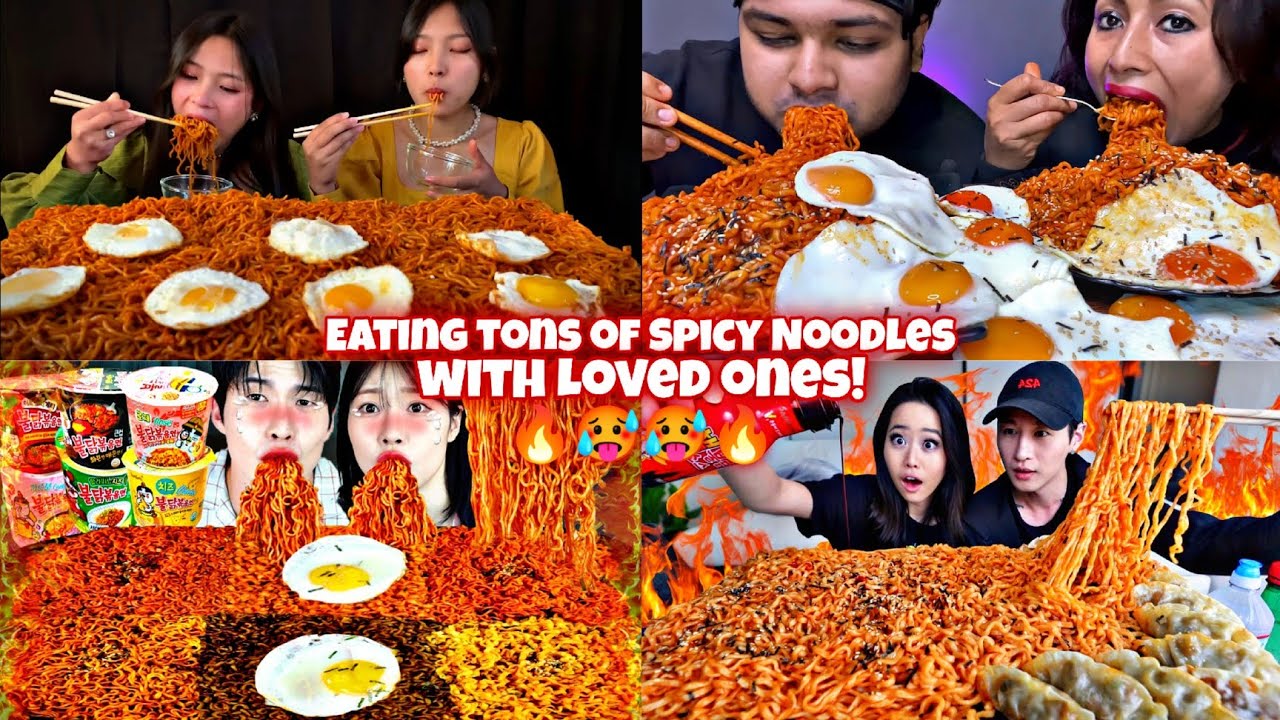 Mukbangers Eating TONS Of SPICY Noodles With Loved Ones!🔥🥵🥵🔥