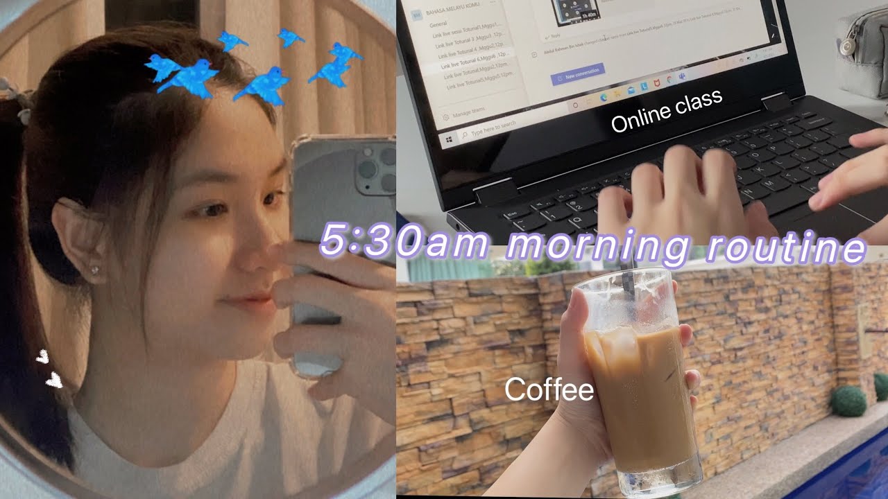 my 5:30am online school morning routine🌥 (productive)