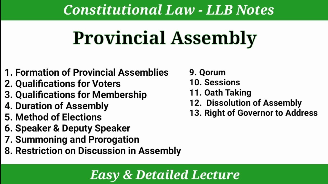 Provincial Assemblies of Pakistan | Article 106 to 128 Constitution of 1973 | Constitutional Law