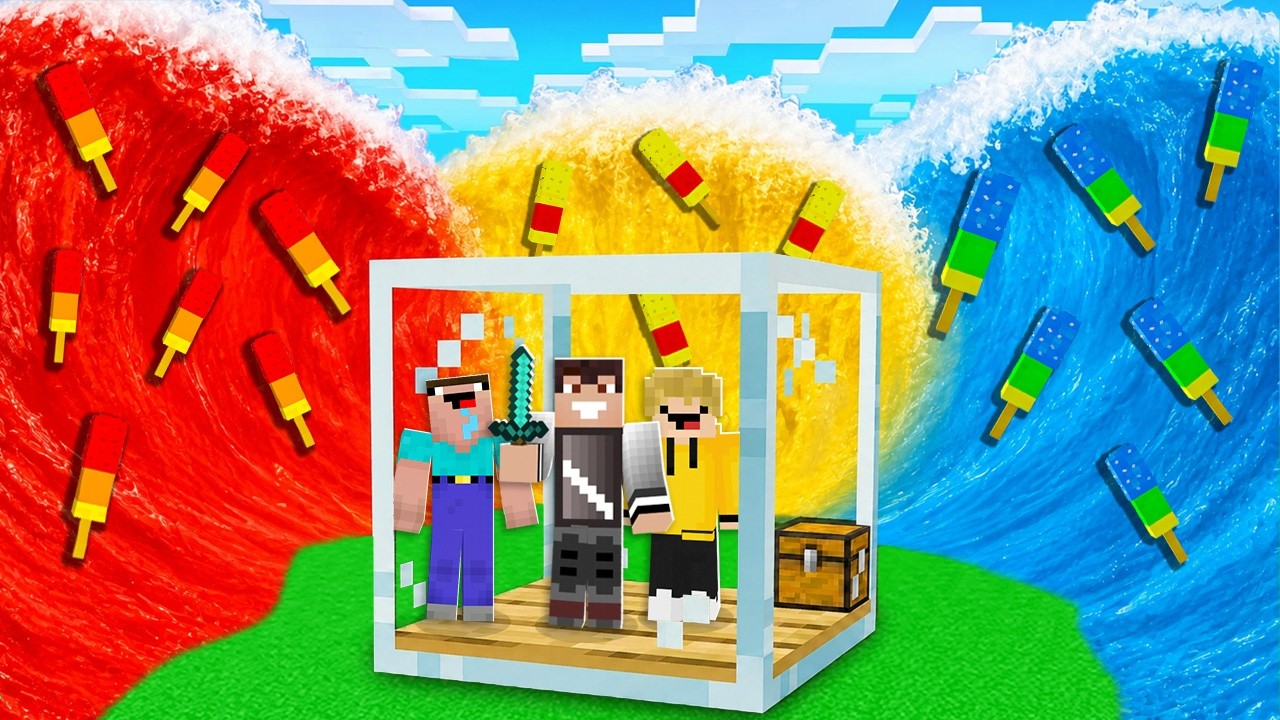 TSUNAMI LOD&Oacute;W WOJANEK 🍦🍡 vs SZKLANY BUNKIER w Minecraft!