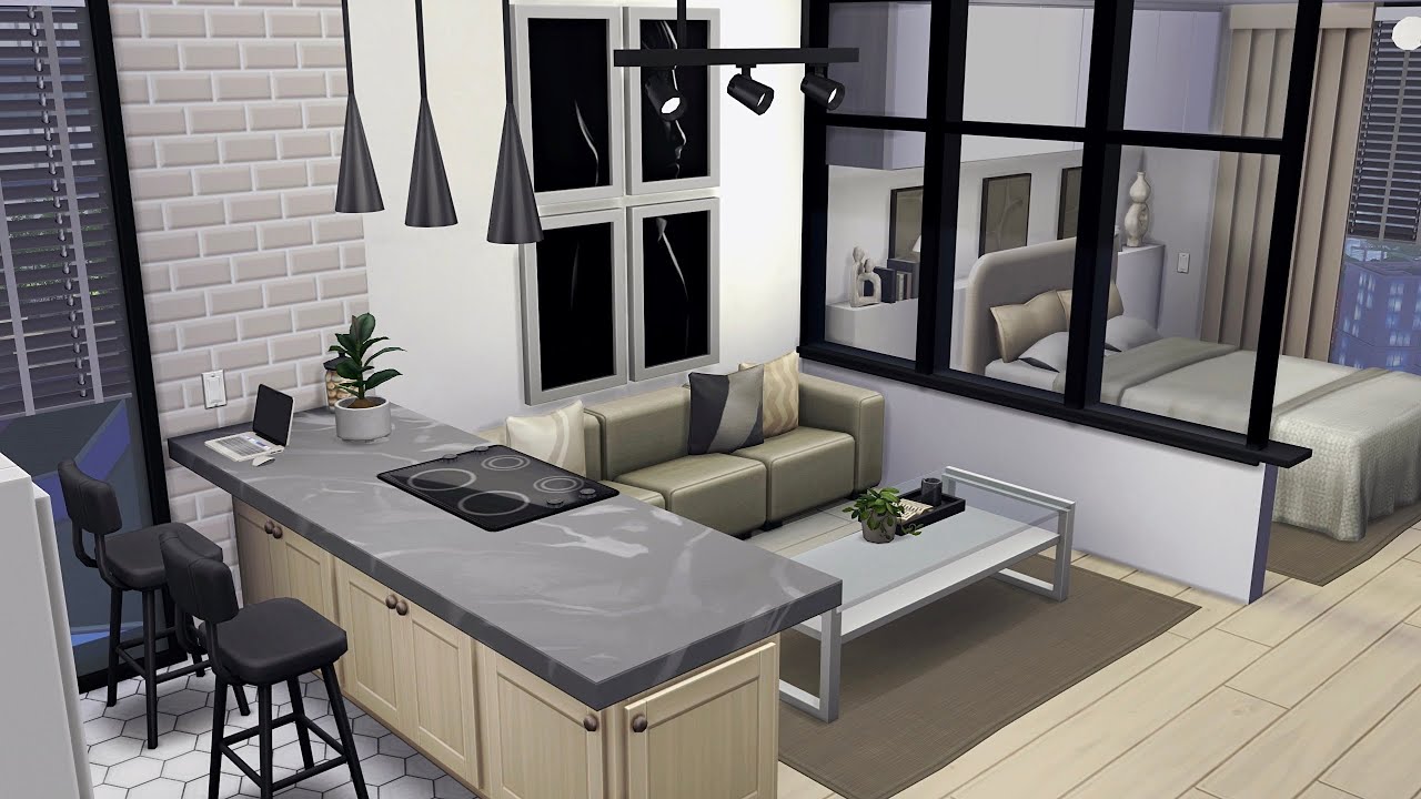 Minimalist Studio Apartment • The Sims 4 • No CC | Speed Build