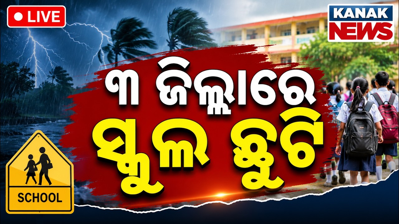 🔴ସ୍କୁଲ୍ ଛୁଟି | School Holiday Declared in 3districts of Odisha Due to Heavy Rains & Flood Alert