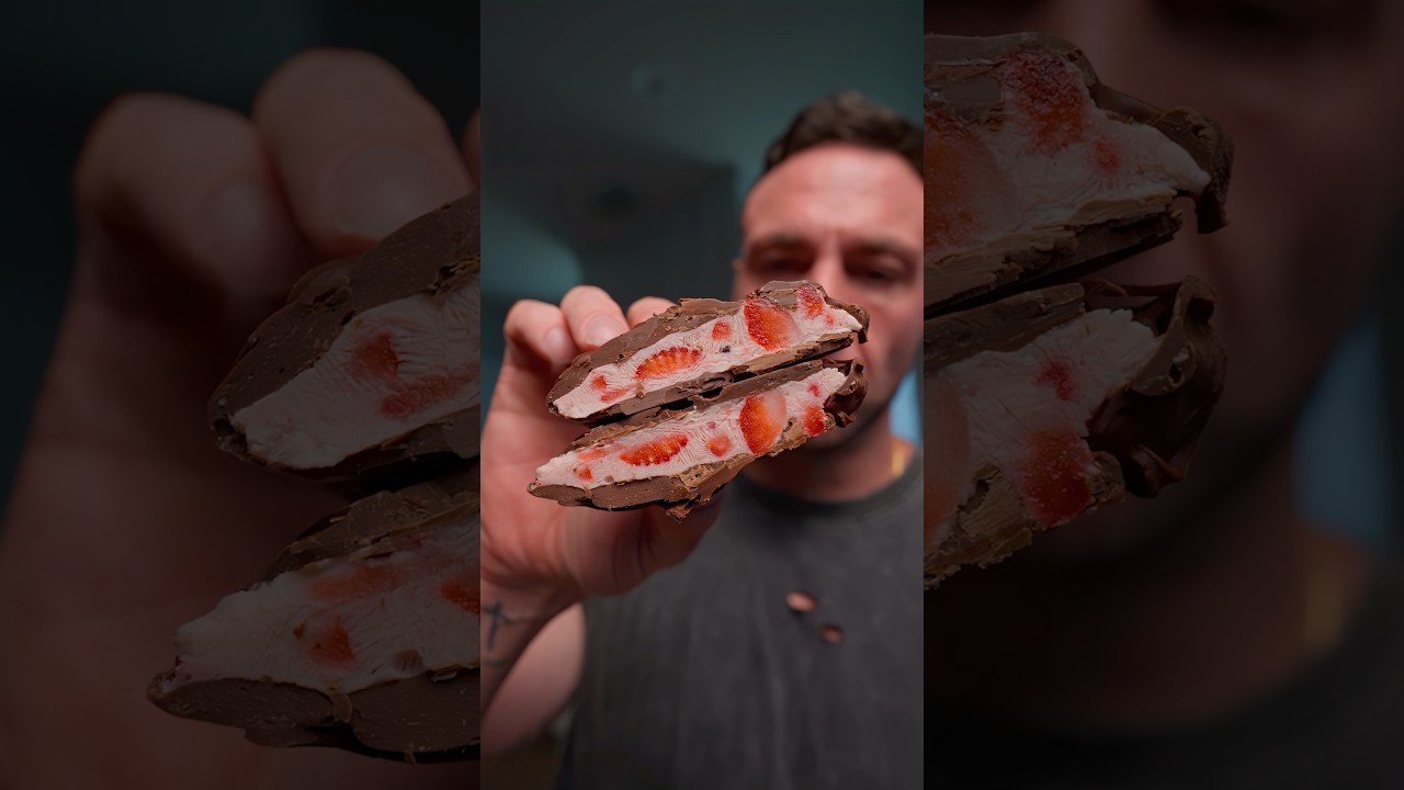 Amazing strawberry chocolate protein snack ASMR tutorial #noeldeyzel