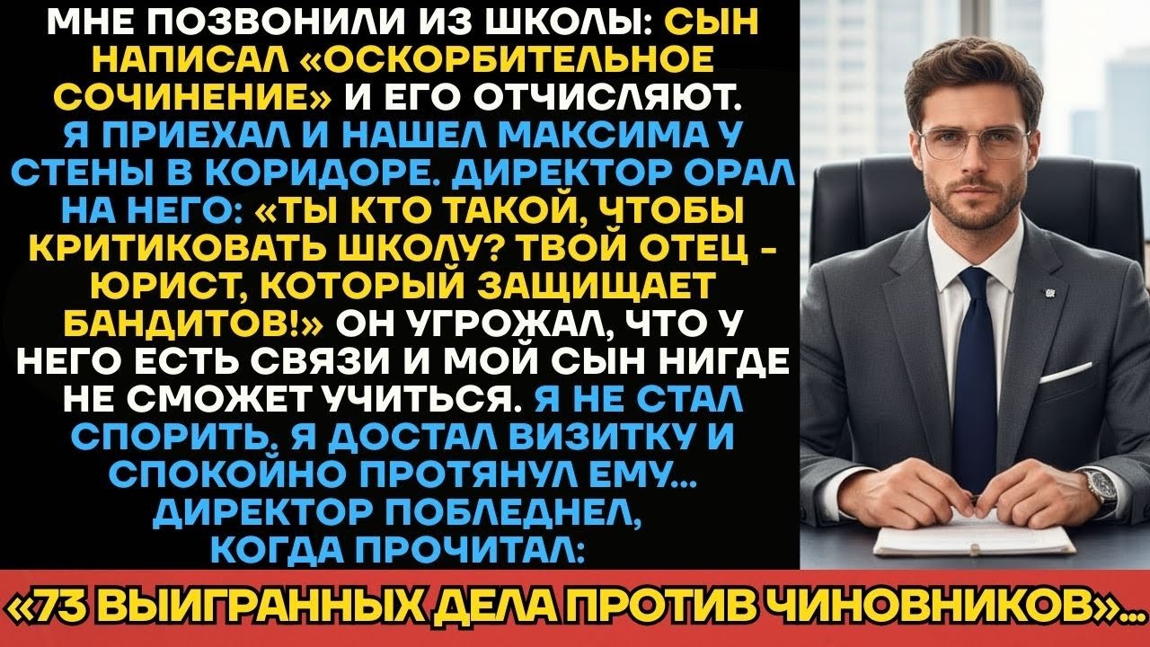 «Ваш Сын Больше Не Учится Здесь!» - Кричал Директор На Отца. Но Увидел Визитку Адвоката, И Сам...