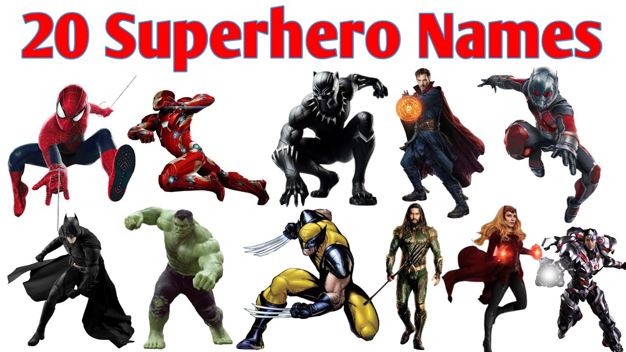 20 सुपर हीरो के नाम Superhero names for kids English Hindi Pre Kids Learning | Fun Learning | Superh