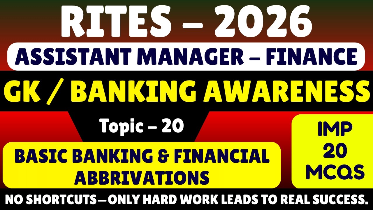 Basic Banking & Financial Abbreviations MCQs | RITES Finance GK Banking Awareness PDF 2026 | RITE...