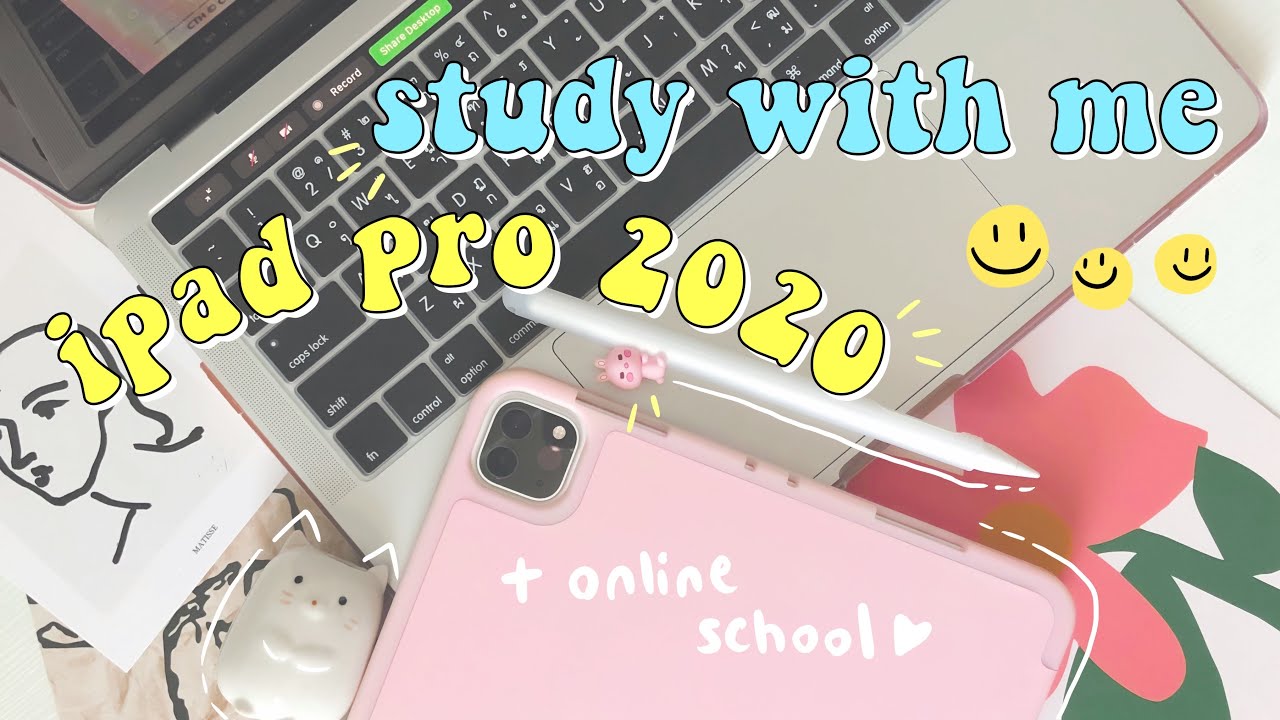 ipad pro 2020 🍎study with me! + online school✏️📚