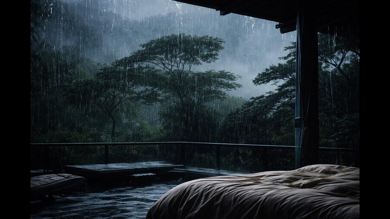Night Thunder Rain - 5 Stunden Regen & Donner unter der Terrasse zum Einschlafen & Entspannen