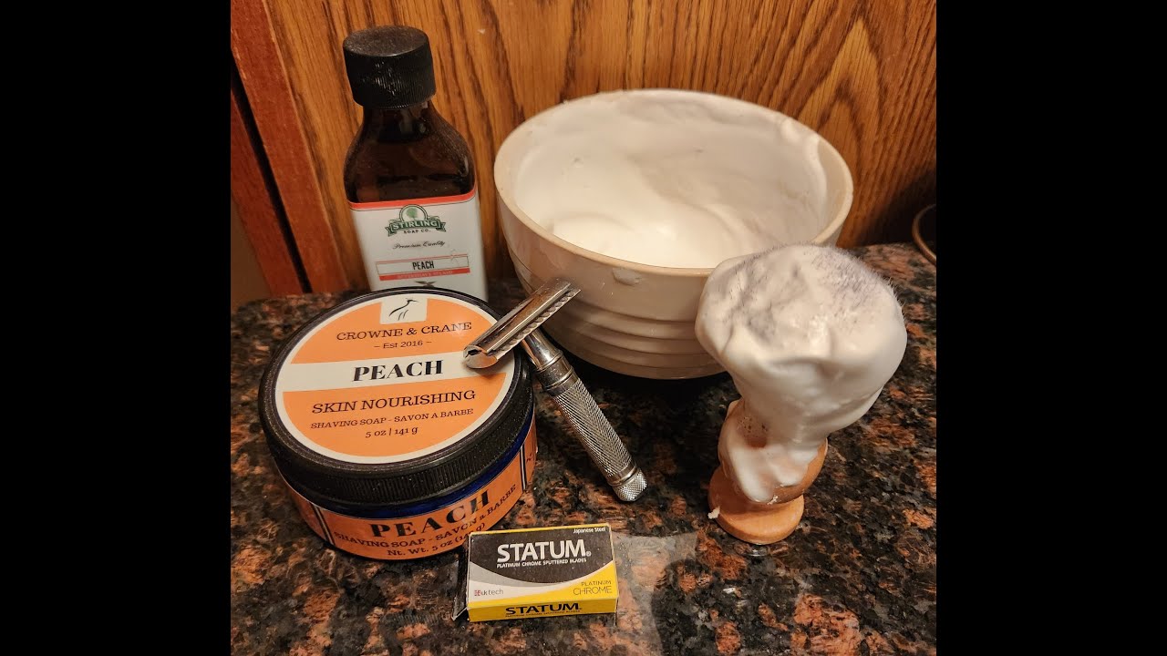 SOTD: Crowne & Crane Peach Soap / Edwin Jagger Razor / Statum Blades / Stirling Peach Splash
