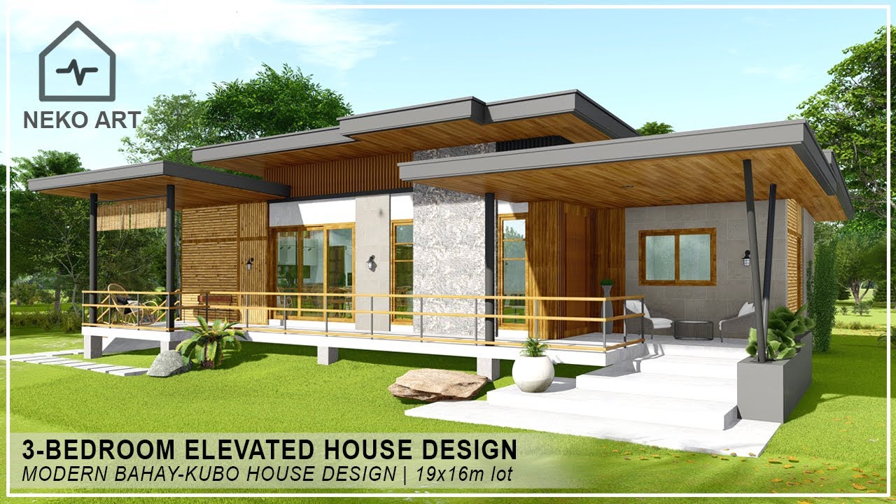 EP- 79 | 3 BEDROOM ELEVATED MODERN-NATIVE BUNGALOW HOUSE | Modern Bahay-Kubo House Design | NEKO ART