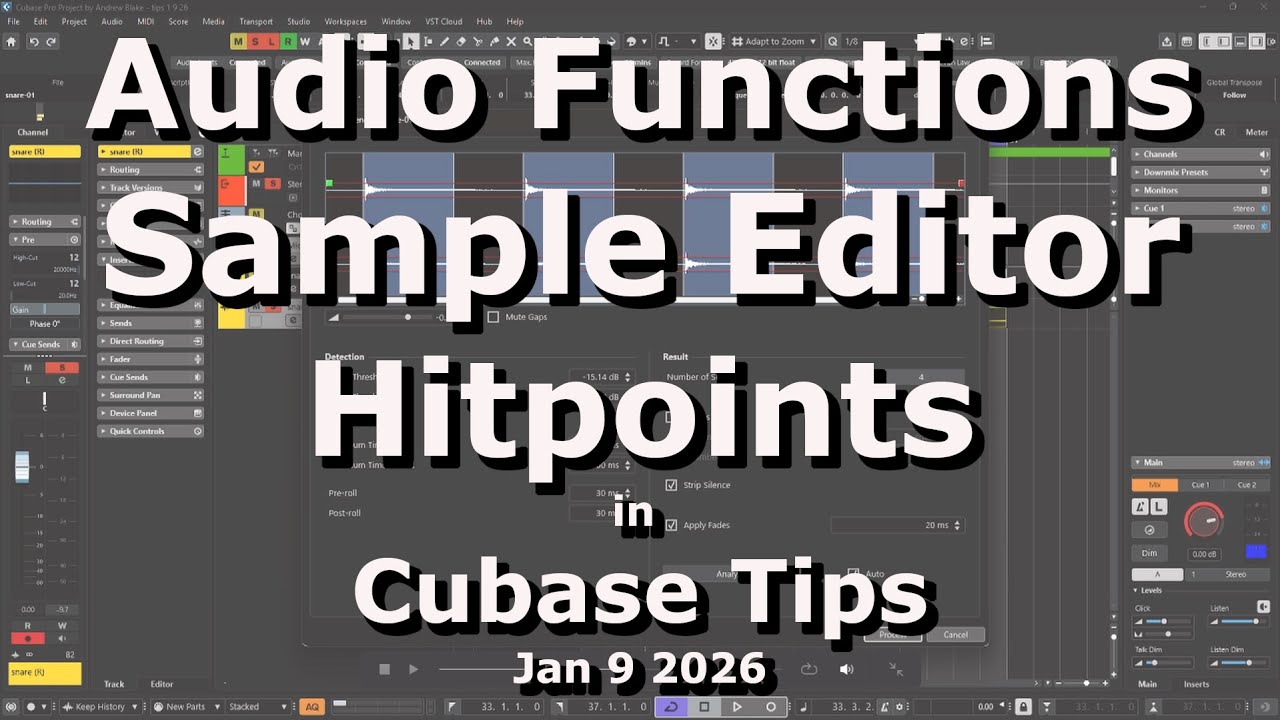 Функции аудиоредактора, точки нажатия клавиш в Cubase, советы на 9 января 2026 г.