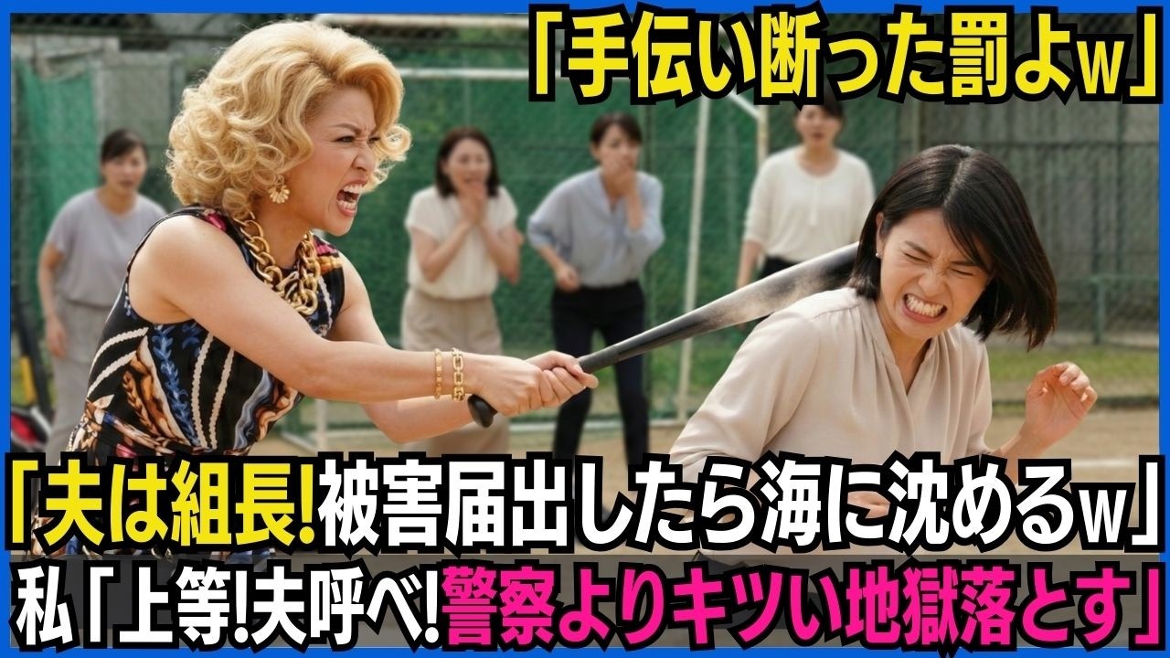 ボスママにバットで殴られ骨折した私「手伝い断った罰よw夫はヤクザ組長！被害届出したら海に沈めるw」私「上等！夫呼べ！警察よりキツい地獄落とす」ボスママ「え？」
