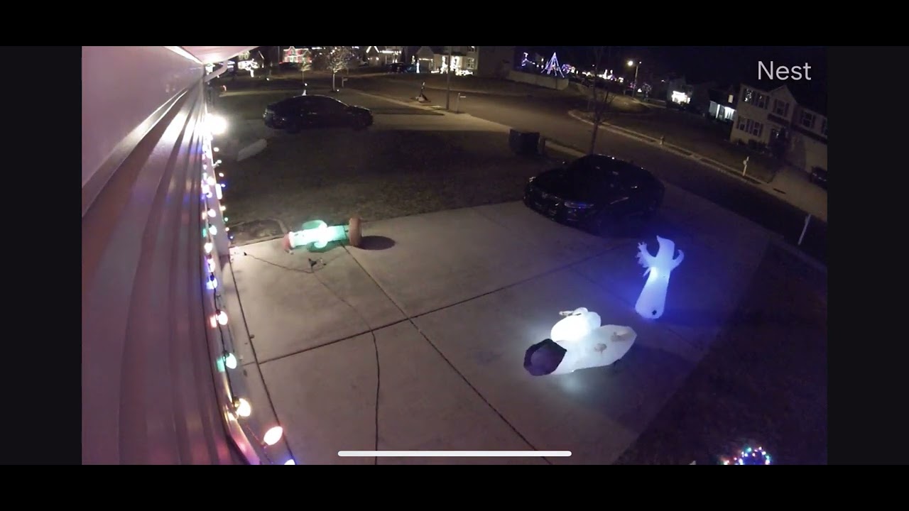 Easter inflatable gets blown away during windy storm
