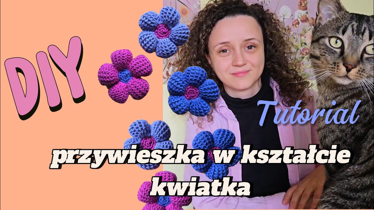 Zrobiłam sobie brelok w kształcie kwiatka na szydełku - tutorial