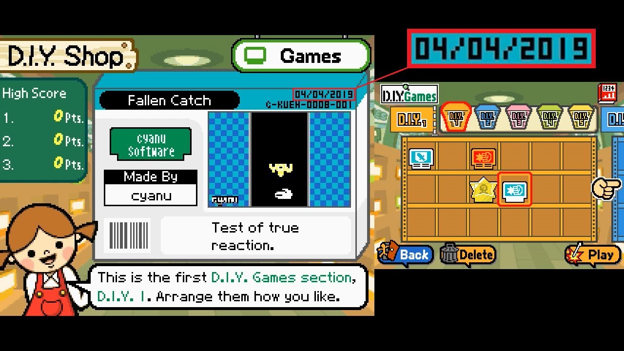 WarioWare DIY - Uploading & Downloading Fan Games in 2019 (Real DS Capture)