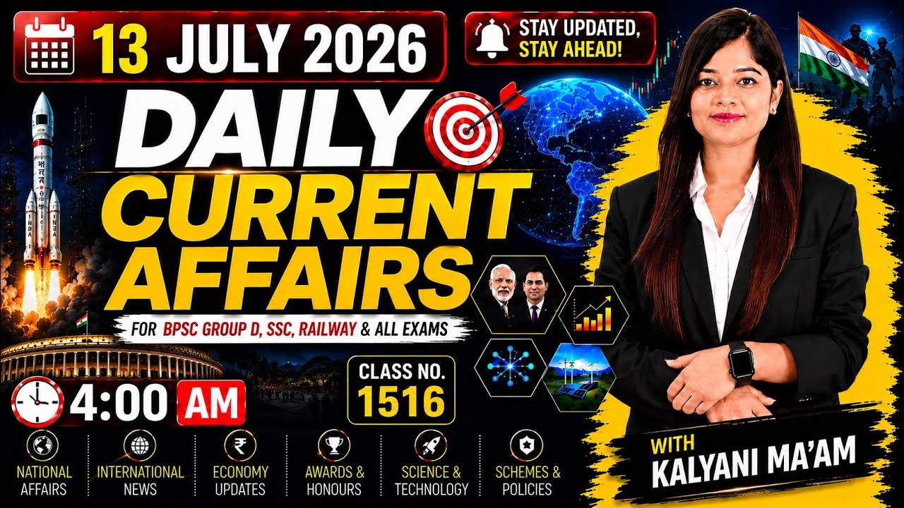 Daily Current Affairs| 13July Current Affairs 2026|NTPC|SSC|NDA|All Exam #trending #kalyanimam