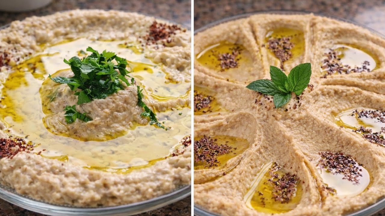 متبل الباذنجان+الحمص الناعم 🥣تحضير وتفريز صح لرمضان 🌙✨