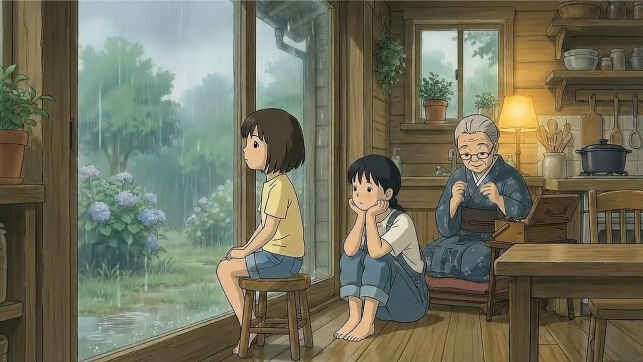 A Rainy Day at the Forest Cabin with Three Generations of Women