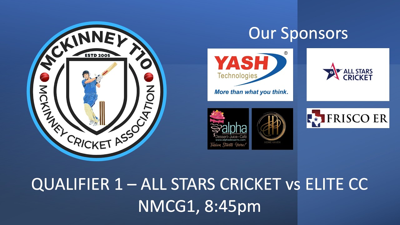 McKinney T10 7th Edition - Qualifier 1 (All Stars Cricket vs Elite CC), NMCG1, 8.45pm