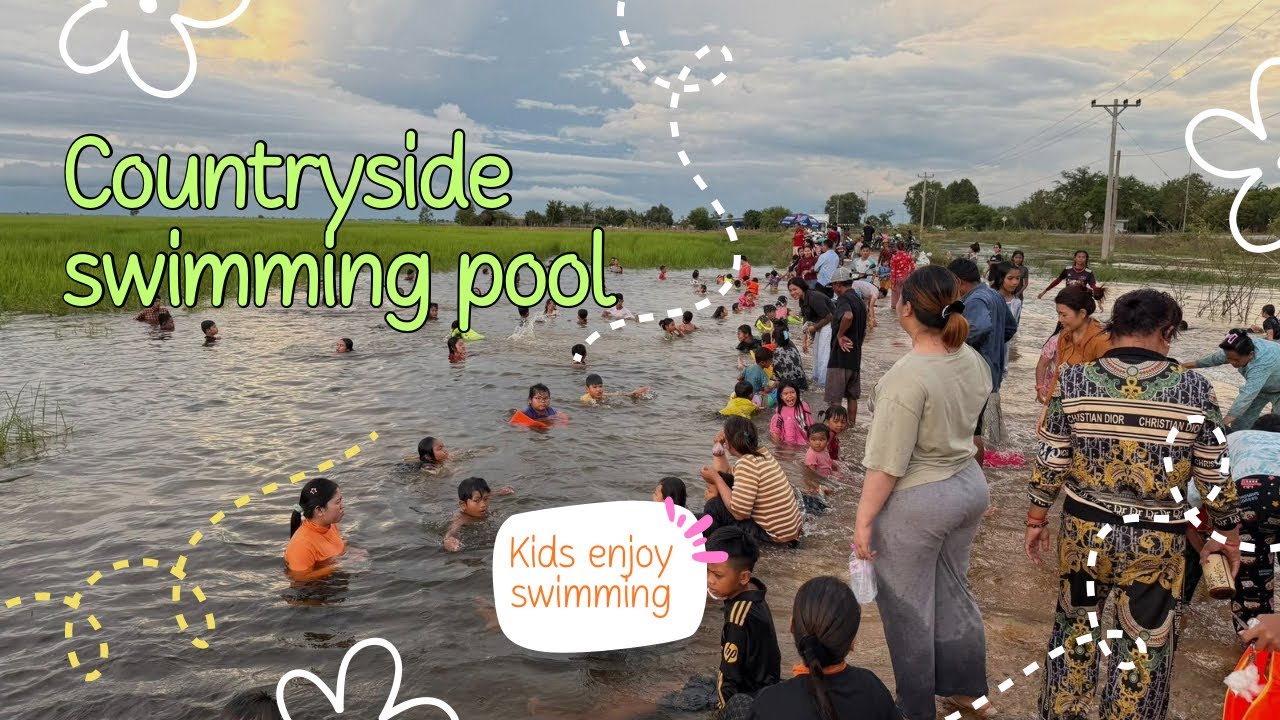 Cambodia Trip #13 (2025)🇰🇭~Countryside Swimming Pool (Rice Field)