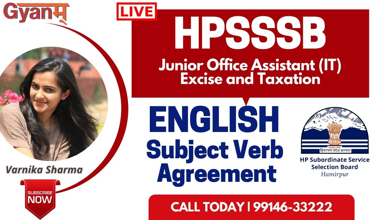 HPSSSB 2020 | English | Subject Verb Agreement by Varnika Ma'am