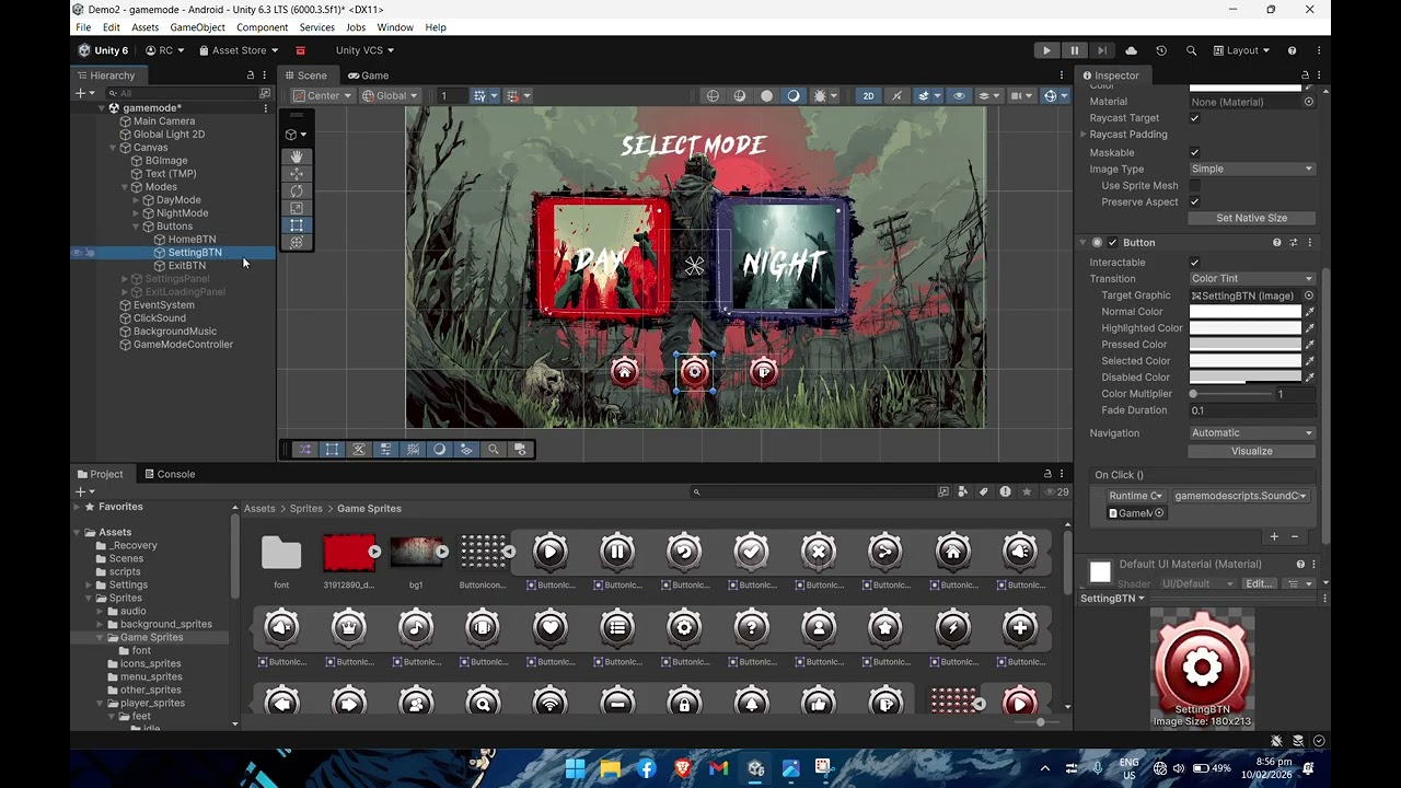 How to add clicking sound, hover effect, and functional buttons in unity | Part 1