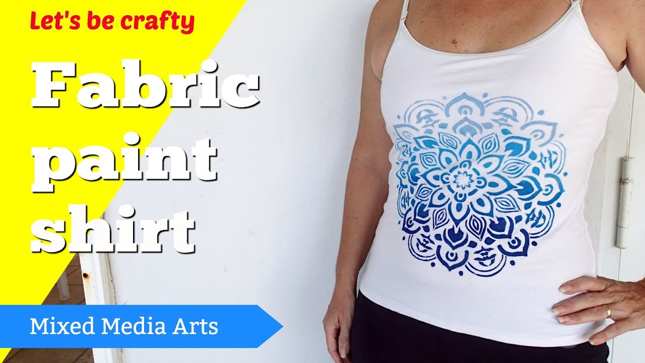 Fabric painting a t-shirt with a stencil and DecoArt So Soft fabric paints