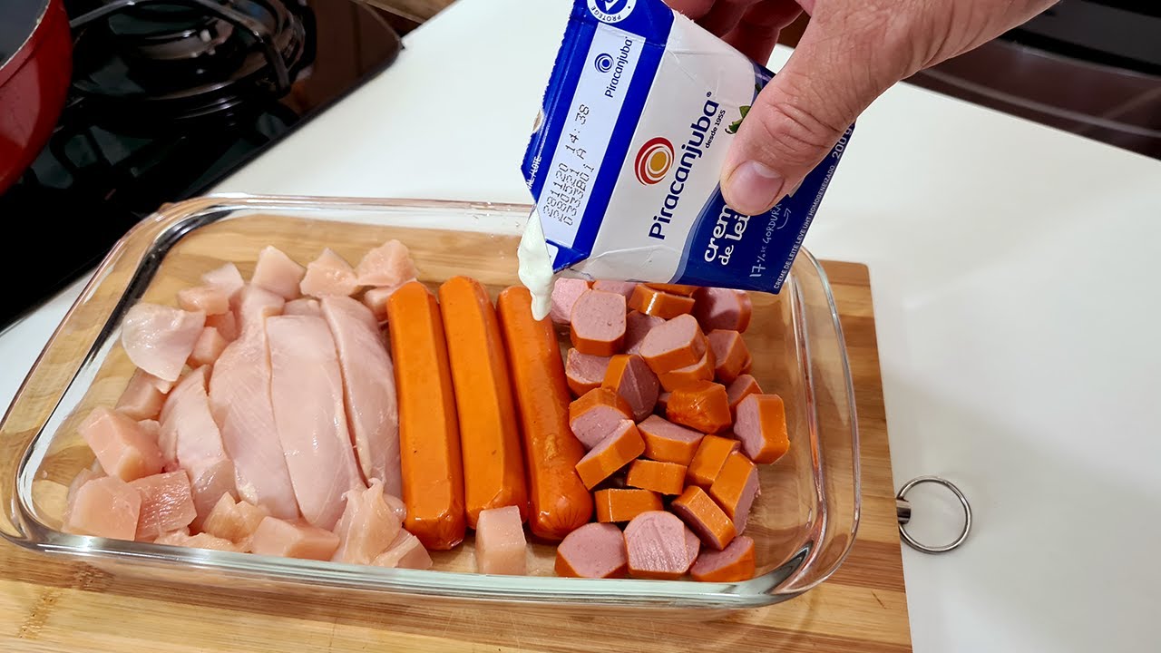 MELHOR ALMOÇO/JANTAR COM  SALSICHAS E PEITO DE FRANGO