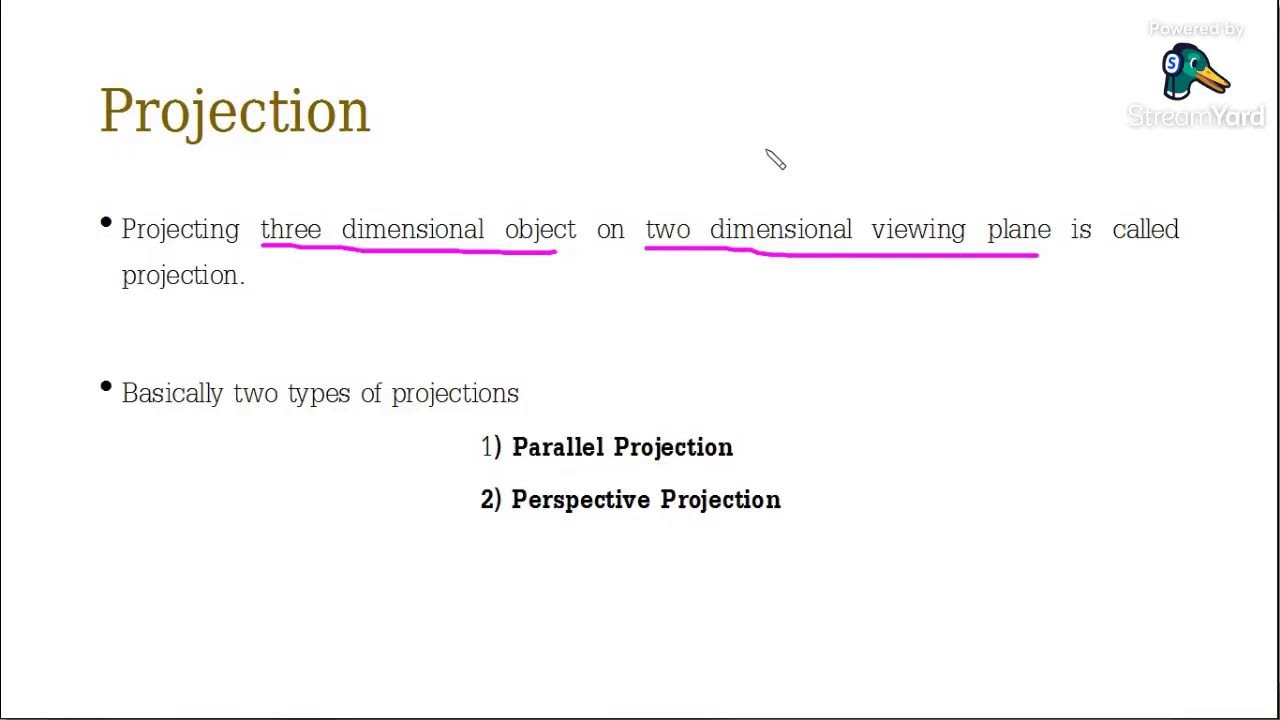 CG lecture : Projections