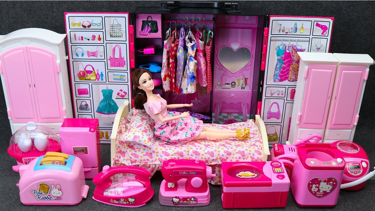 8 Minutes Satisfying with Unboxing Cute Barbie Princess Bedroom Dress Up Playset Review Toys | ASMR