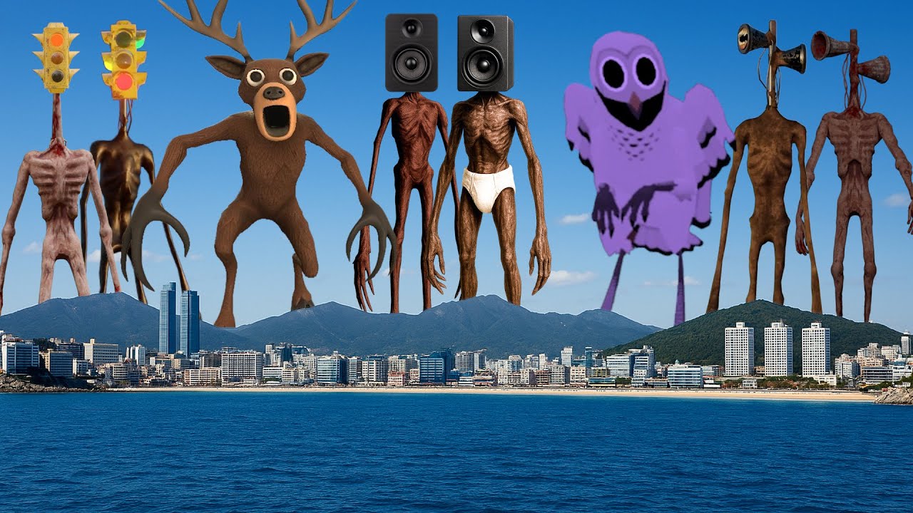 TEAM Speaker Head VS The Deer VS TEAM Siren Head VS The Owl VS TEAM Traffic Light Head