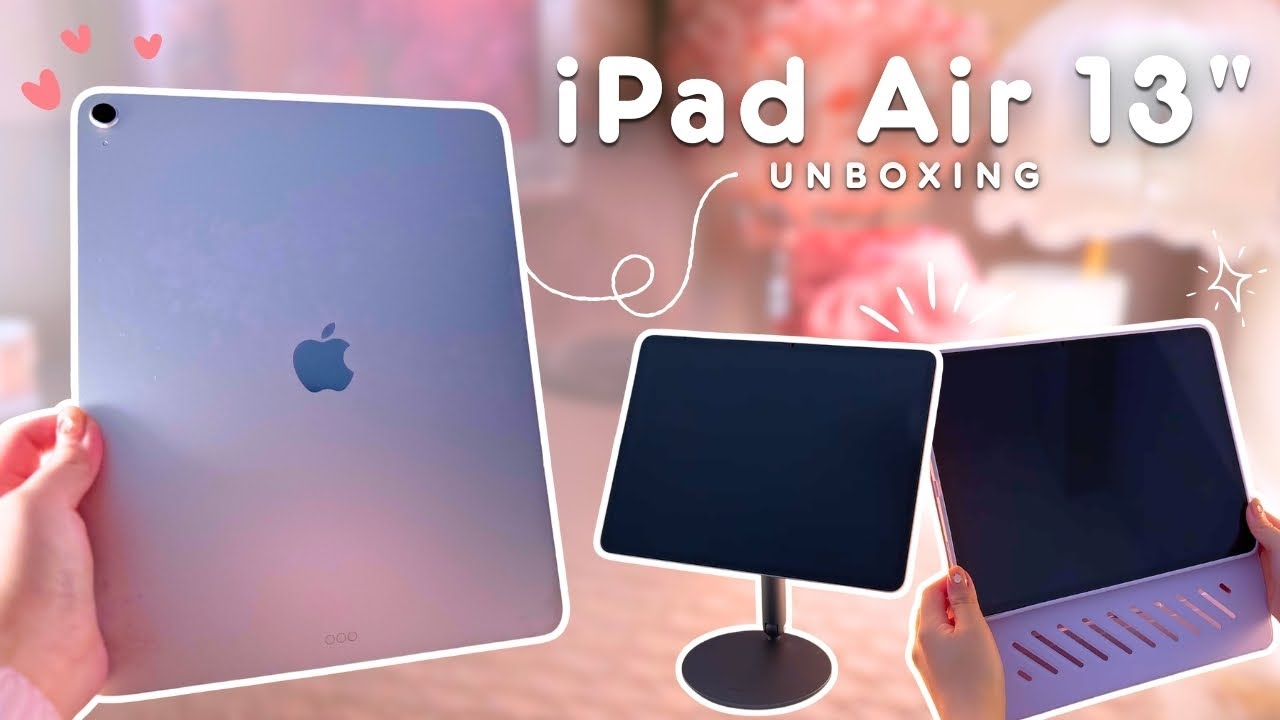 M3 iPad Air 13” Starlight Aesthetic Unboxing ✨ Apple Pencil Pro and Cute Accessories