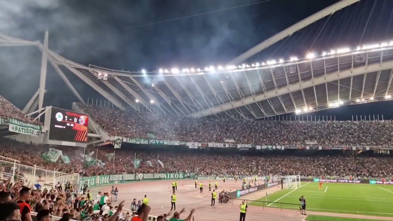 Panathinaikos fans impressive atmosphere on Olympic Stadium of Athens 