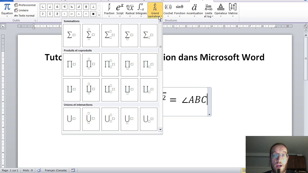 Tutoriel sur l’éditeur d’équation dans Microsoft Word