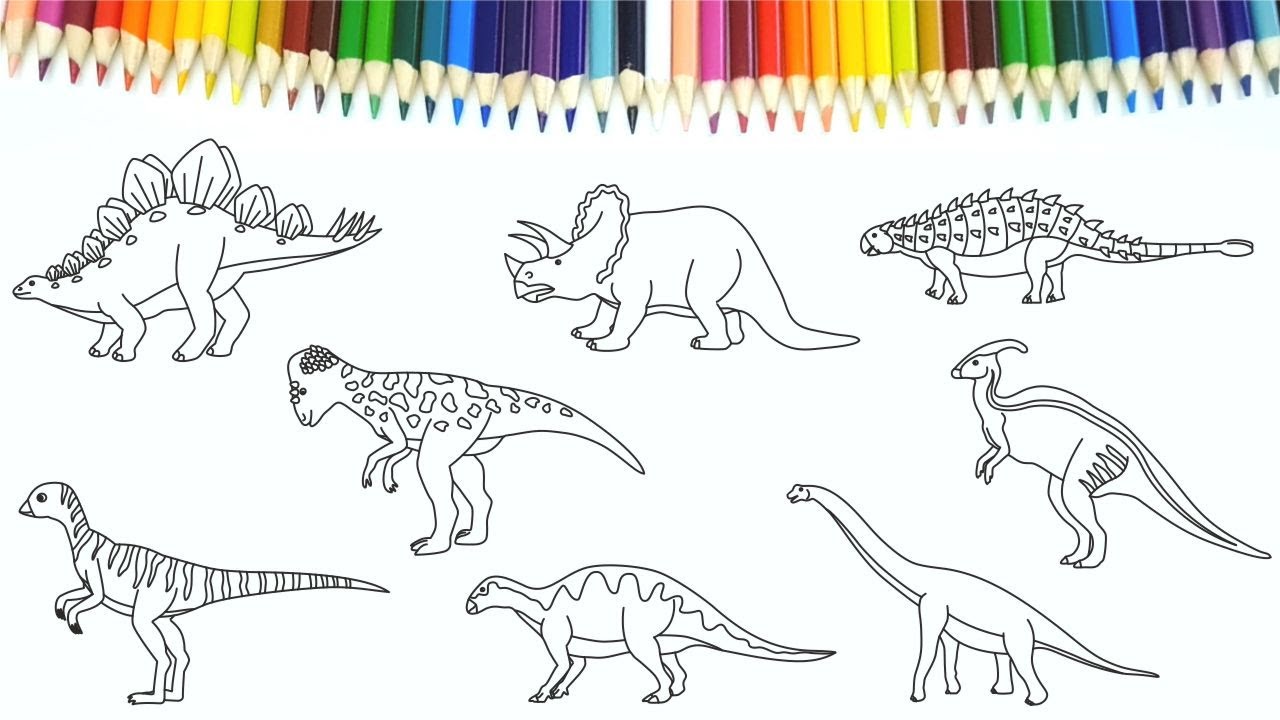 ANIMALES DINOSAURIOS HERBIVOROS aprender a dibujar y colorear para niños - Dibujos para niños