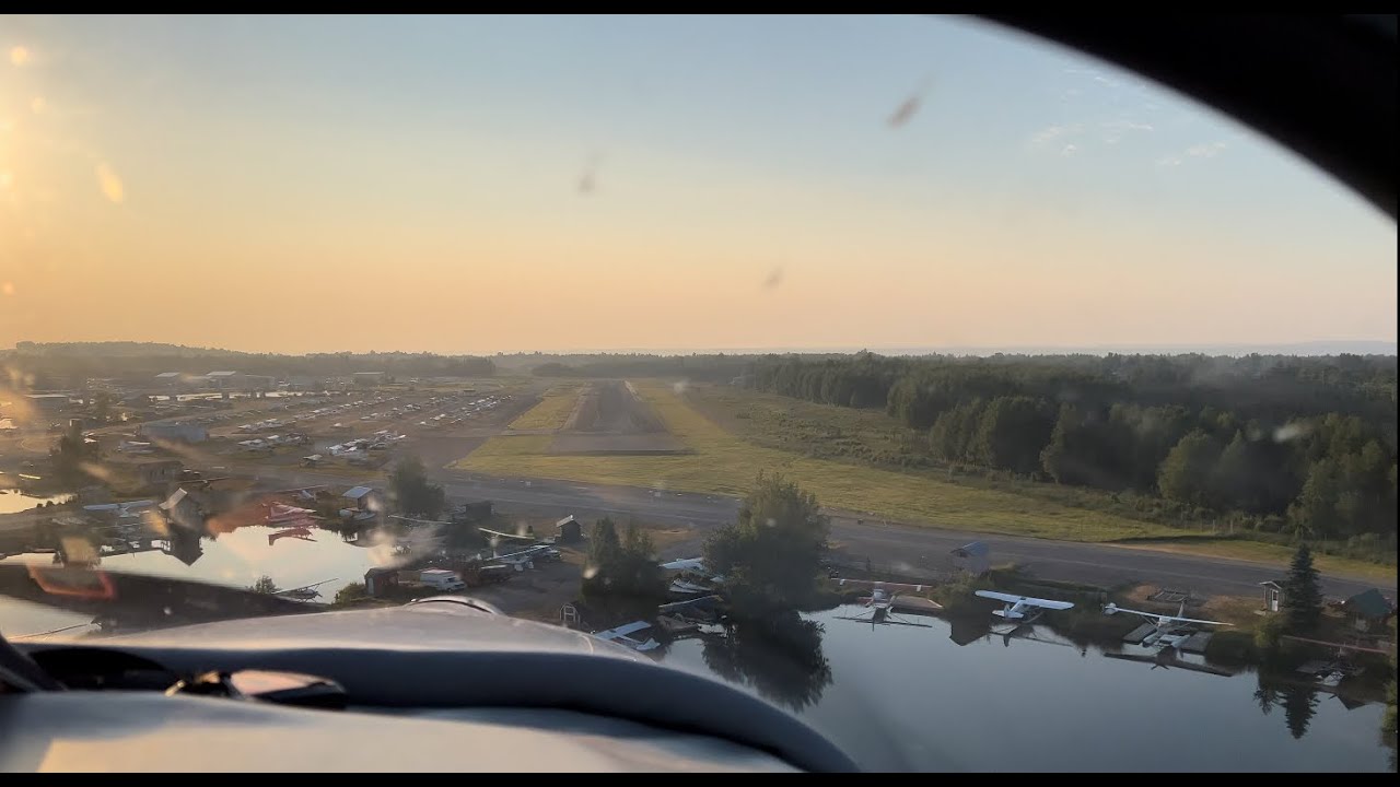 Experimental Mustang II landing at Lake Hood, Anchorage, Alaska