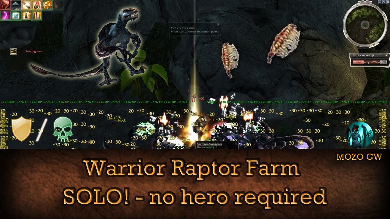 SOLO Raptor Farming - NO HERO Required -  Guild Wars Warrior Farm W/N, HM